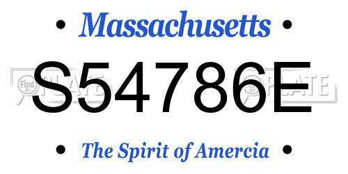 S54786E Massachusetts License Plate