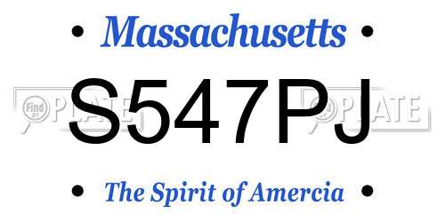 S547PJ Massachusetts License Plate
