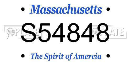 S54848 Massachusetts License Plate