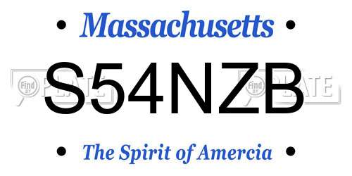 S54NZB Massachusetts License Plate