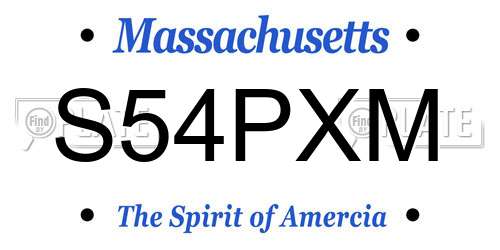 S54PXM Massachusetts License Plate