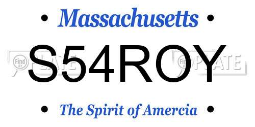S54ROY Massachusetts License Plate