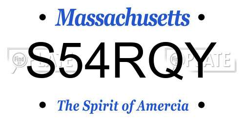 S54RQY Massachusetts License Plate
