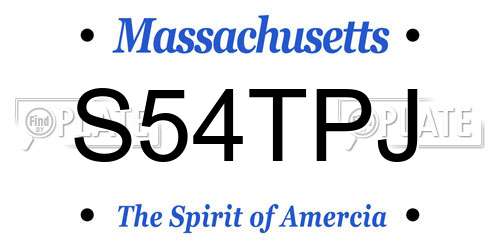 S54TPJ Massachusetts License Plate