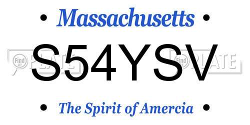 S54YSV Massachusetts License Plate