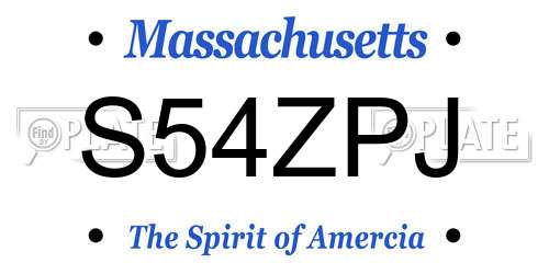 S54ZPJ Massachusetts License Plate