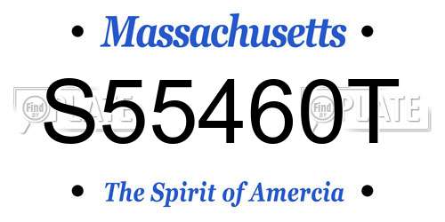 S55460T Massachusetts License Plate