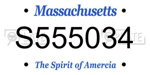 S555034 Massachusetts License Plate