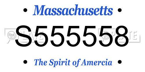 S555558 Massachusetts License Plate