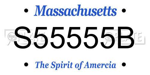 S55555B Massachusetts License Plate