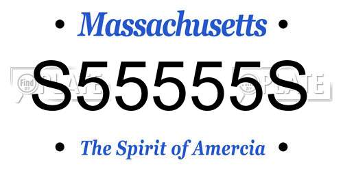 S55555S Massachusetts License Plate