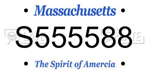 S555588 Massachusetts License Plate