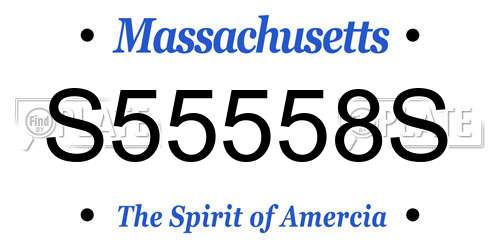 S55558S Massachusetts License Plate