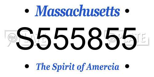 S555855 Massachusetts License Plate