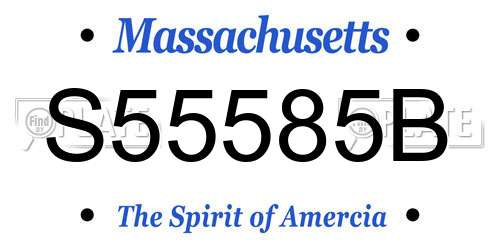 S55585B Massachusetts License Plate