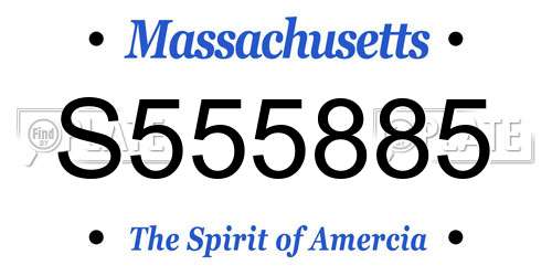 S555885 Massachusetts License Plate