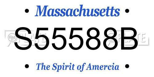 S55588B Massachusetts License Plate