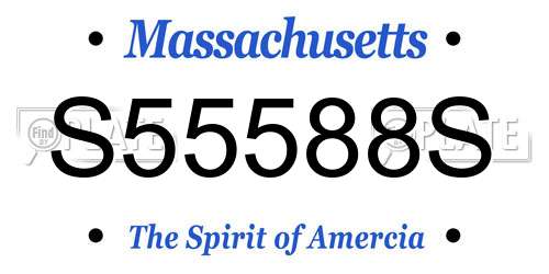 S55588S Massachusetts License Plate