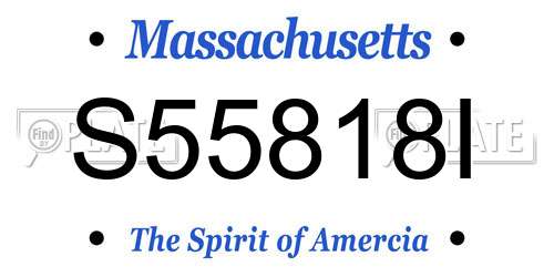 S55818I Massachusetts License Plate