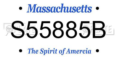 S55885B Massachusetts License Plate