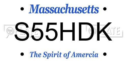S55HDK Massachusetts License Plate