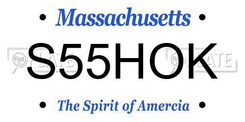 S55HOK Massachusetts License Plate