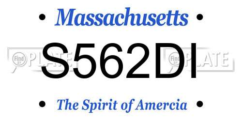 S562DI Massachusetts License Plate