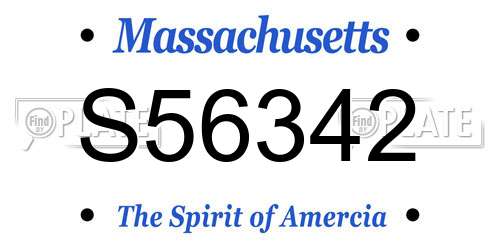 S56342 Massachusetts License Plate