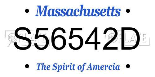 S56542D Massachusetts License Plate