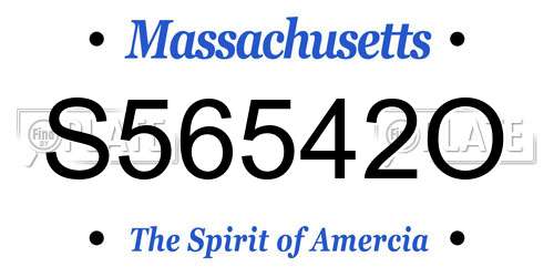 S56542O Massachusetts License Plate