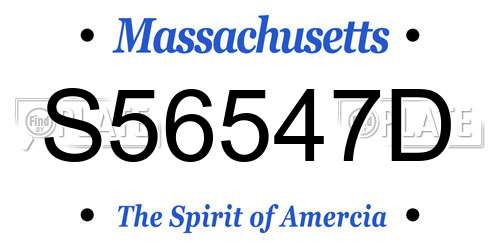 S56547D Massachusetts License Plate