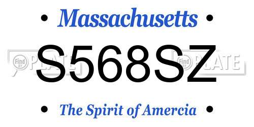 S568SZ Massachusetts License Plate