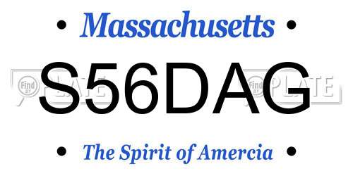 S56DAG Massachusetts License Plate