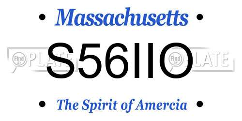 S56IIO Massachusetts License Plate