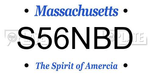 S56NBD Massachusetts License Plate