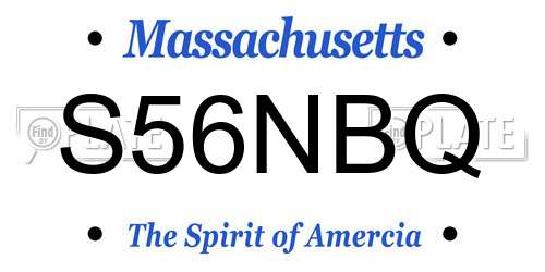 S56NBQ Massachusetts License Plate