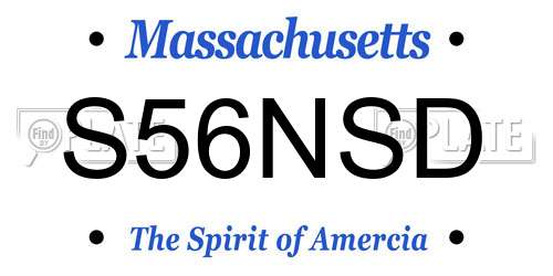 S56NSD Massachusetts License Plate