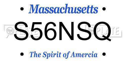 S56NSQ Massachusetts License Plate