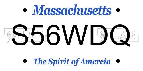 S56WDQ Massachusetts License Plate