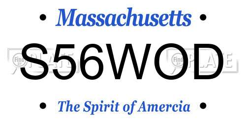 S56WOD Massachusetts License Plate