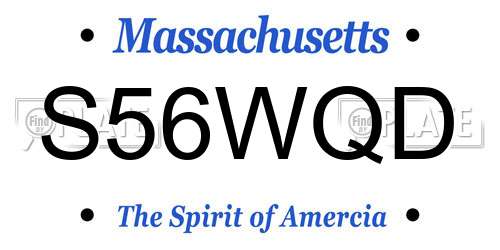 S56WQD Massachusetts License Plate