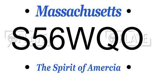 S56WQO Massachusetts License Plate