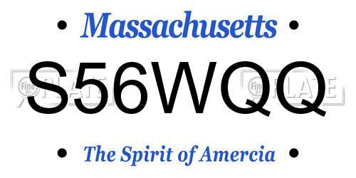 S56WQQ Massachusetts License Plate