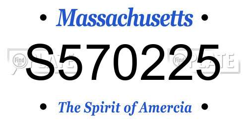 S570225 Massachusetts License Plate