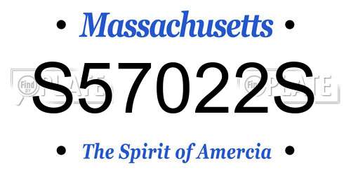S57022S Massachusetts License Plate