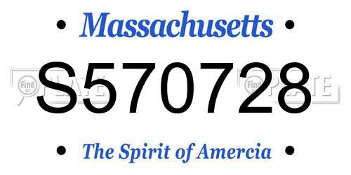 S570728 Massachusetts License Plate