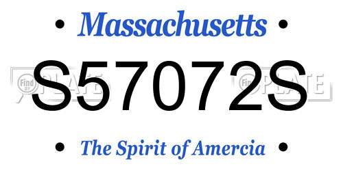 S57072S Massachusetts License Plate