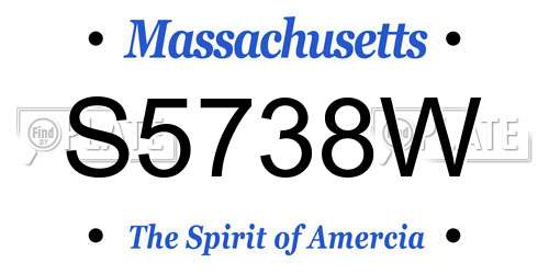 S5738W Massachusetts License Plate