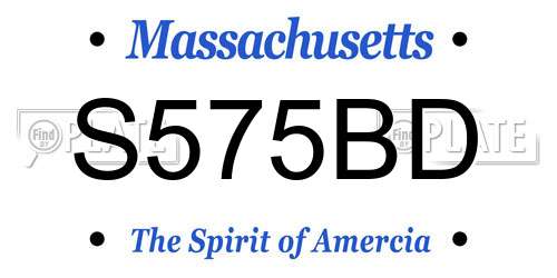 S575BD Massachusetts License Plate