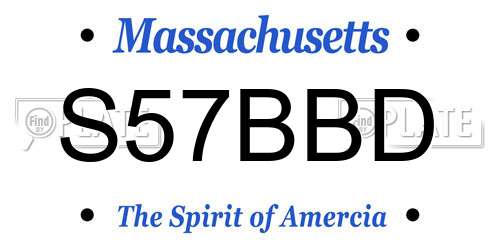 S57BBD Massachusetts License Plate